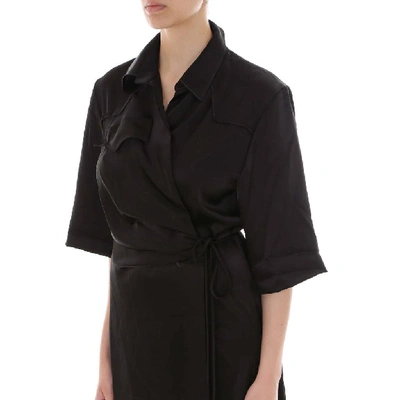 Shop Nanushka Lais Wrapped Shirt Dress In Black