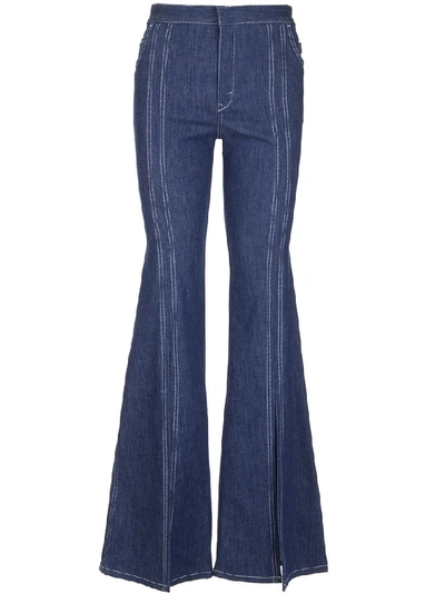 Shop Chloé Front Split Flare Jeans In Blue