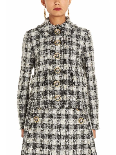 Shop Dolce & Gabbana Button Embellished Tweed Jacket In Multi