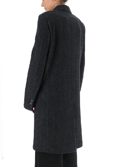 Shop Ann Demeulemeester Herringbone Coat In Grey