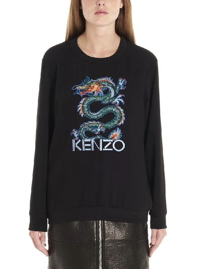 Shop Kenzo Dragon Embroidered Sweater In Black