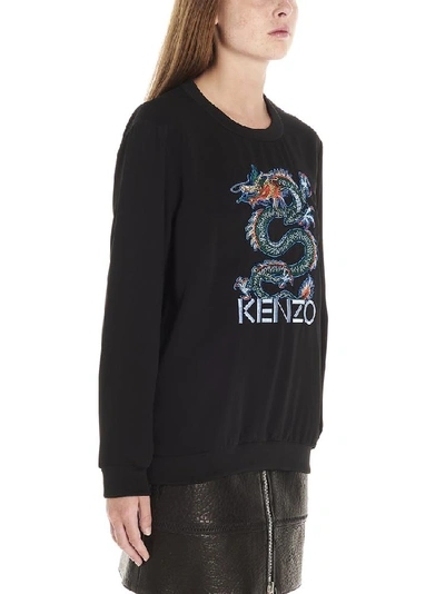 Shop Kenzo Dragon Embroidered Sweater In Black