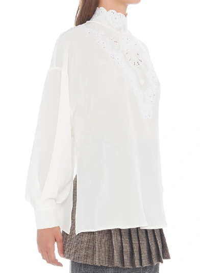 Shop Fendi High Neck Blouse In White