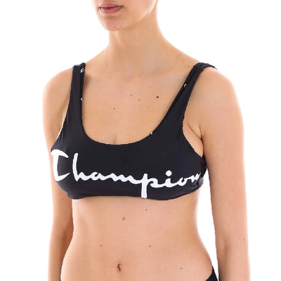 Shop Champion Reversible Logo Bikini Top In Black