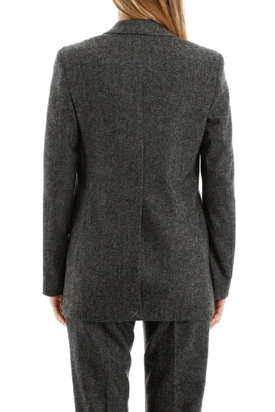 Shop Burberry Single Breasted Blazer In Grey