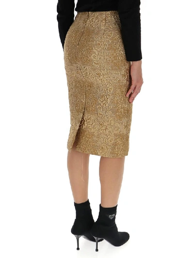 Shop Valentino Textured Pencil Skirt In Gold