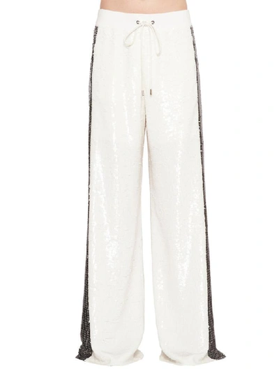 Shop Alberta Ferretti Sequinned Side Strap Pants In White