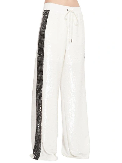 Shop Alberta Ferretti Sequinned Side Strap Pants In White