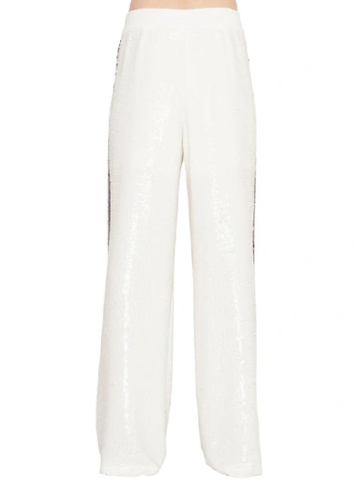 Shop Alberta Ferretti Sequinned Side Strap Pants In White