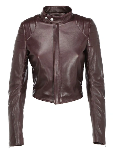 Shop Bottega Veneta Cropped Leather Jacket In Red