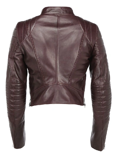 Shop Bottega Veneta Cropped Leather Jacket In Red