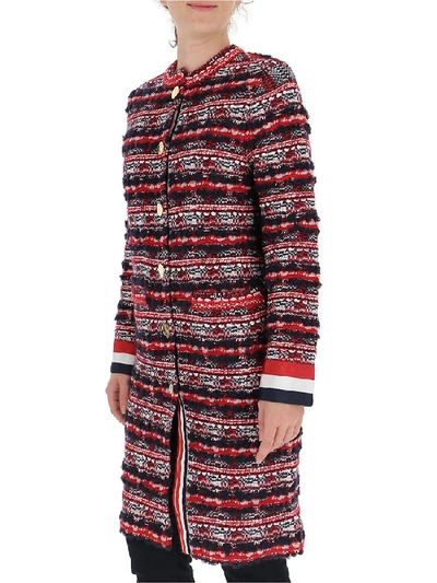 Shop Thom Browne Rwb Oversized Tweed Coat In Red