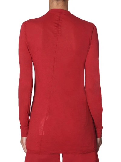 Shop Rick Owens Drkshdw Long Sleeved Distressed T In Red