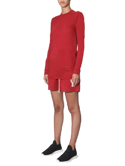 Shop Rick Owens Drkshdw Long Sleeved Distressed T In Red