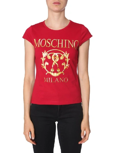 Shop Moschino Milano Logo Print T In Red