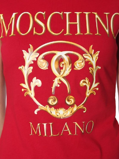 Shop Moschino Milano Logo Print T In Red