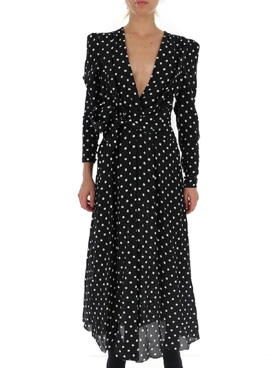 Shop Alessandra Rich Polka Dot Maxi Dress In Black