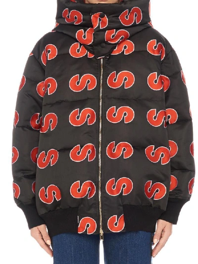 Shop Stella Mccartney All Over Logo Hooded Padded Jacket In Multi