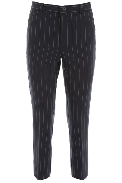 Shop Ganni Pinstripe Suiting Slim Pants In Multi