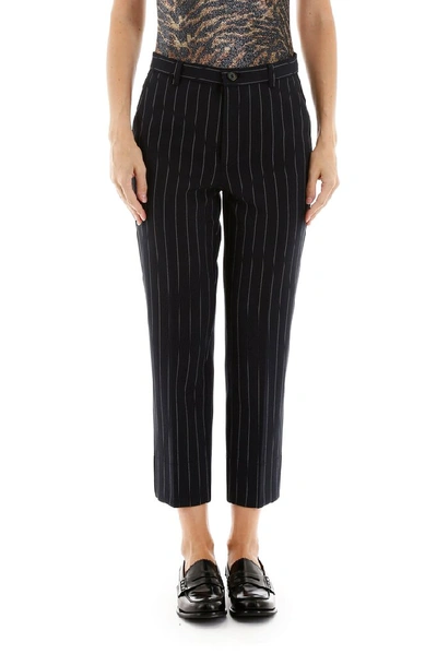 Shop Ganni Pinstripe Suiting Slim Pants In Multi