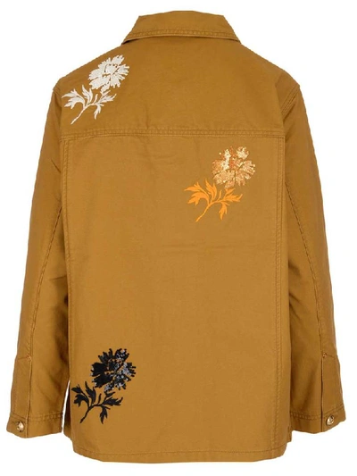 Shop Tory Burch Floral Embroidered Jacket In Brown