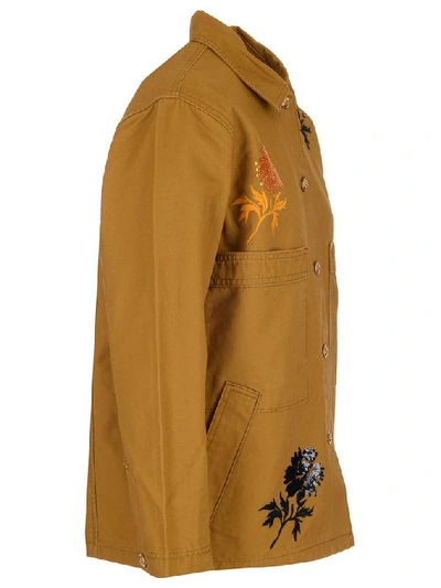 Shop Tory Burch Floral Embroidered Jacket In Brown