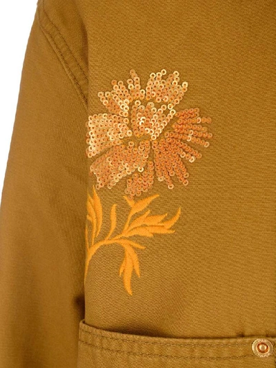 Shop Tory Burch Floral Embroidered Jacket In Brown