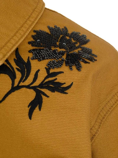 Shop Tory Burch Floral Embroidered Jacket In Brown