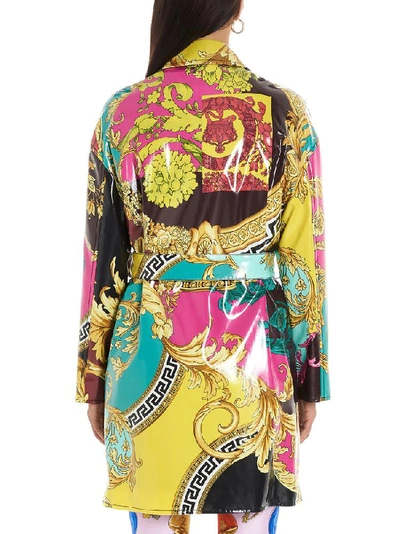 Shop Versace Baroque Print Belted Coat In Multi