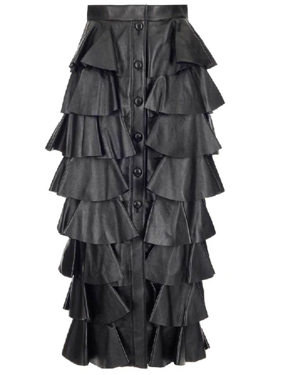 Shop Saint Laurent Tiered Ruffle Skirt In Black