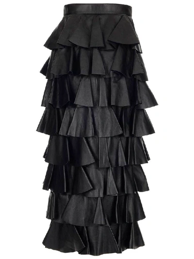 Shop Saint Laurent Tiered Ruffle Skirt In Black