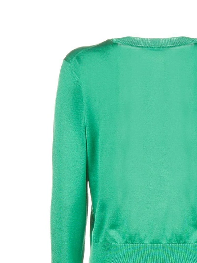 Shop Dolce & Gabbana Floral Appliqué Sweater In Green