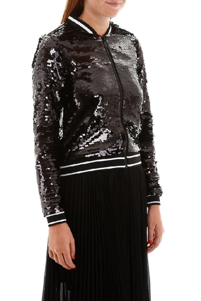 Shop Michael Michael Kors Sequinned Detail Bomber Jacket In Black