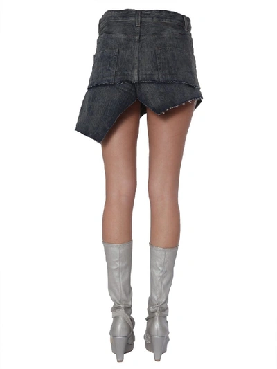 Shop Rick Owens Asymmetric Mini Denim Skirt In Blue