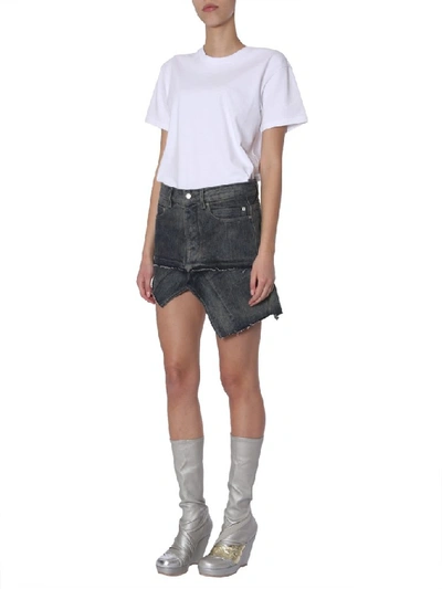 Shop Rick Owens Asymmetric Mini Denim Skirt In Blue