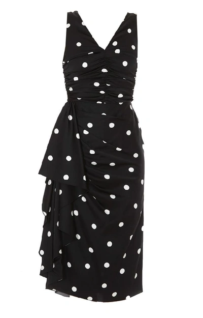 Shop Dolce & Gabbana Polka Dot All Over Print Ruffled Midi Dress In Black