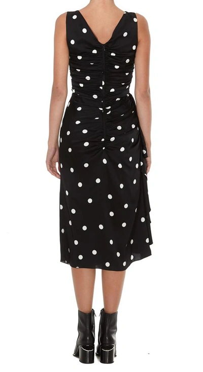 Shop Dolce & Gabbana Polka Dot All Over Print Ruffled Midi Dress In Black