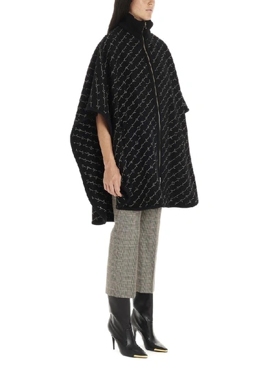 Shop Stella Mccartney All Over Logo Zipped Cape In Black