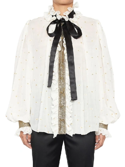 Shop Dolce & Gabbana Ruffled Bow Shirt In White