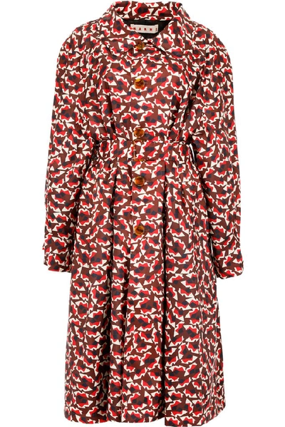 Shop Marni Pattern Trench Coat In Red
