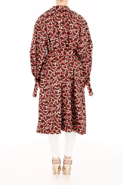 Shop Marni Pattern Trench Coat In Red