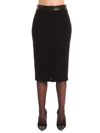 Shop Tom Ford Cinched Waist Split Hem Pencil Skirt In Black