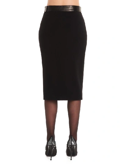 Shop Tom Ford Cinched Waist Split Hem Pencil Skirt In Black