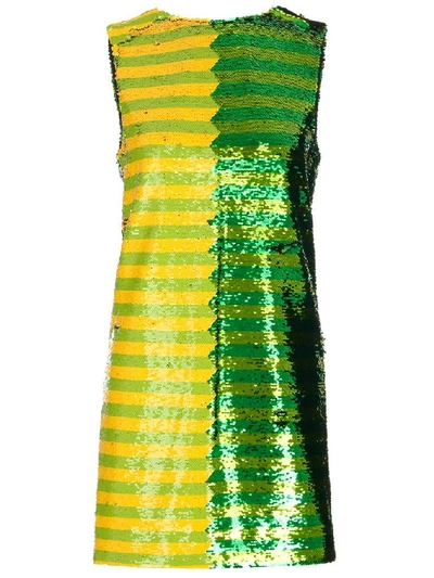 Shop Halpern Sequinned Striped Shift Mini Dress In Multicolor