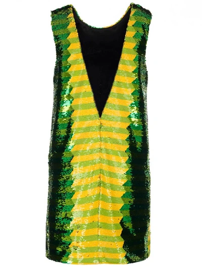 Shop Halpern Sequinned Striped Shift Mini Dress In Multicolor