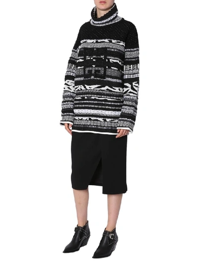 Shop Givenchy Oversized Patten Sweater In Black