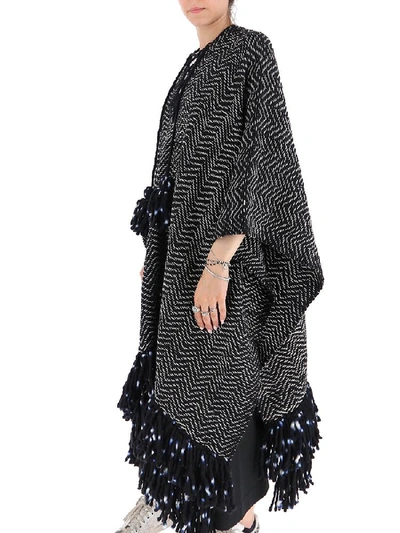 Shop Ulla Johnson Fringed Poncho In Black