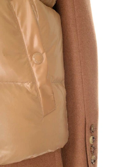 Shop Burberry Detachable Puffer Gilet Paneled Coat In Beige