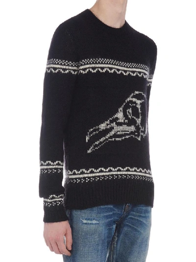 Shop Saint Laurent Animal Skull Knitted Sweater In Black