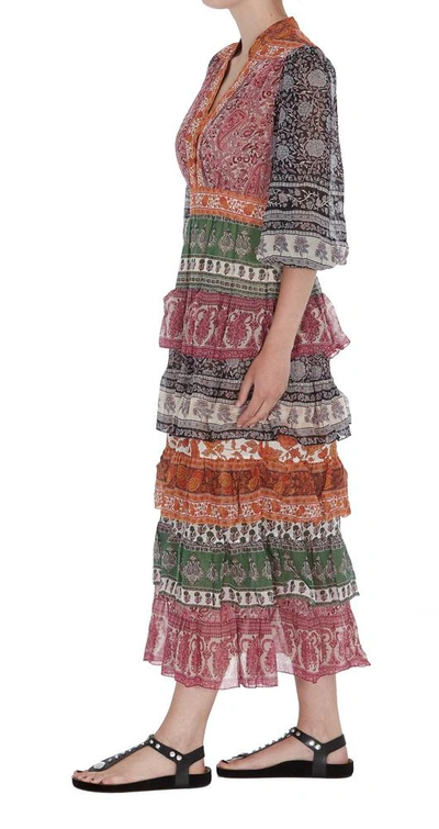 Shop Zimmermann Amari Tiered Dress In Multi